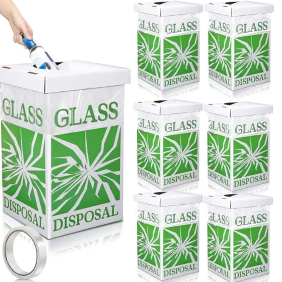 6 Pcs Broken Glass Disposal Box 12 l x 12 w x 20 h Floor Model Laboratory Glass Disposal Cardboard Box Container Bins Trash Can