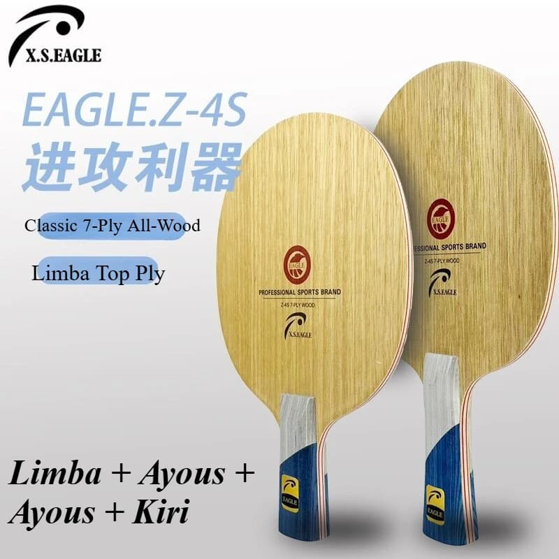 Racchetta da Ping Pong Professionale EAGLE Z-4S, 7 Strati di Legno Puro con Top Ply in Limba, per Gioco Offensivo FL/CS