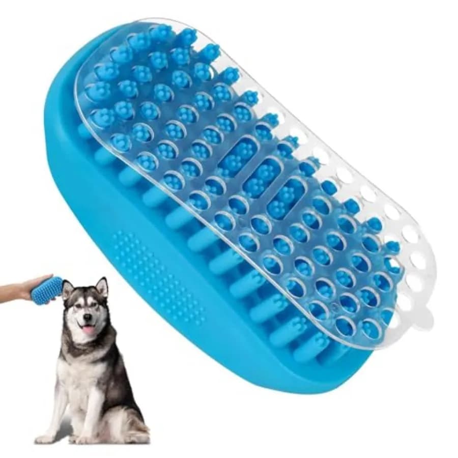 Spazzola per toelettatura cani in silicone morbido premium, spazzola da bagno per animali domestici, pettine massaggiante in gomma per shampoo lenitivo, spazzola detergente per pelo bagnato, asciutto, lungo e corto