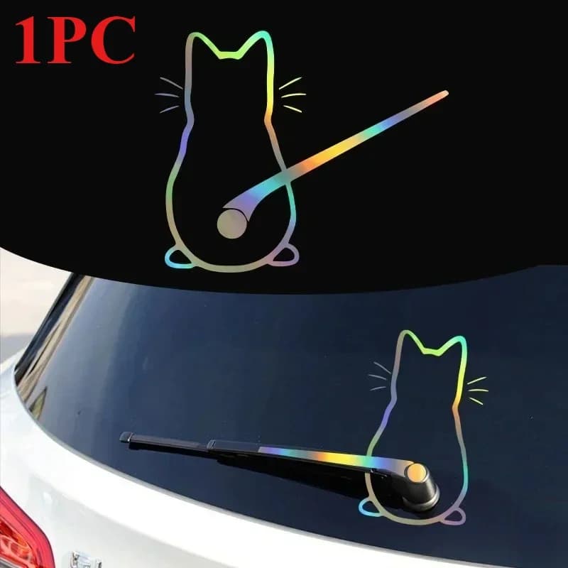 Adesivo per auto gatto divertente per la decorazione del lunotto posteriore Decorazione automatica Decalcomania del gattino Adesivi per lo styling del vetro del carrozzeria dell'auto