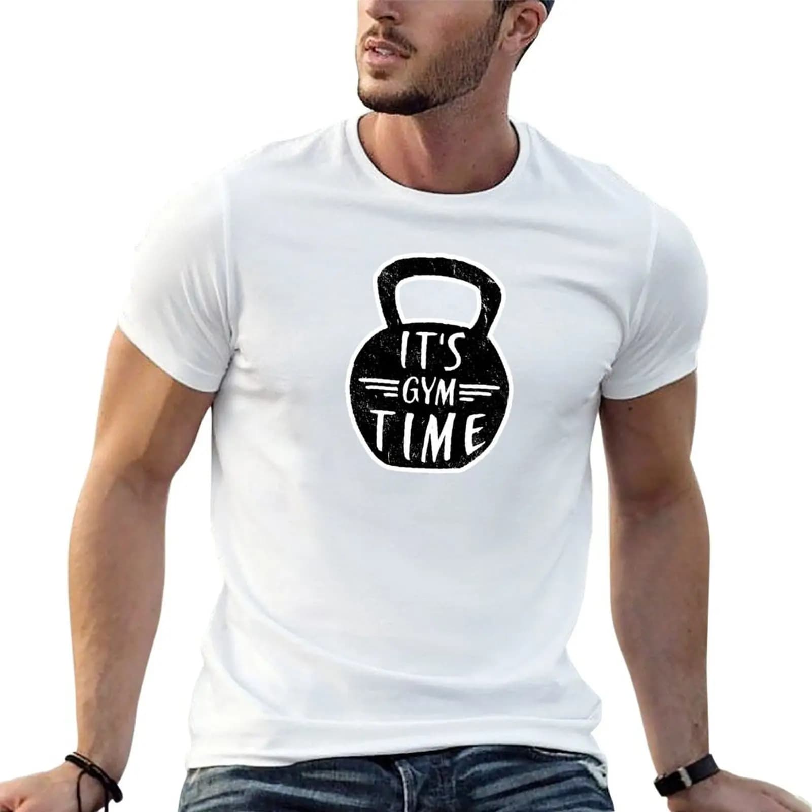 VINTAGE KETTLEBELL, ITS GYM TIME, BY SUBGIRL T-Shirt No Iron Casual Short Sleeve Top