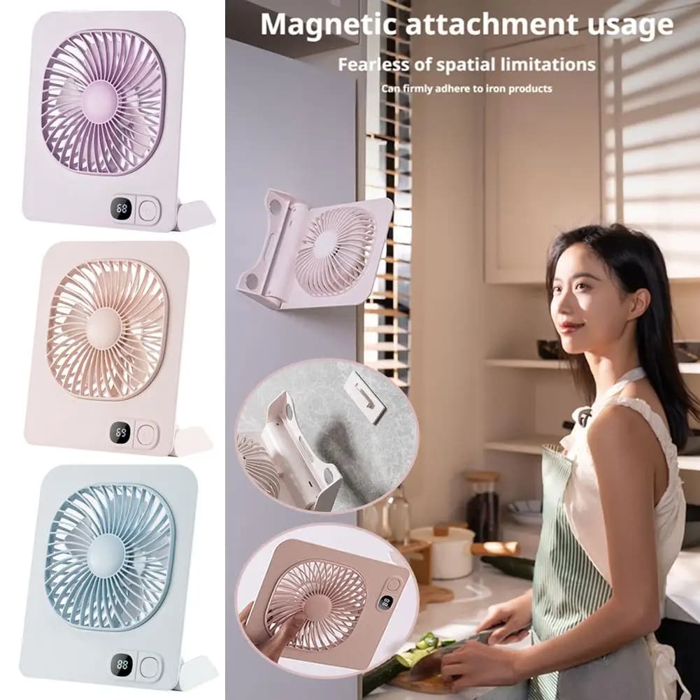 Ventilatore da Scrivania Magnetico Mini Ricaricabile USB, Ventilatore Portatile Silenzioso per Ufficio