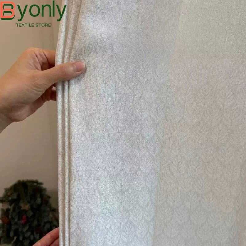 Cream Rice Pinecone Jacquard Thickened Chenille Curtains for Living Room Bedroom French Window Customized Products