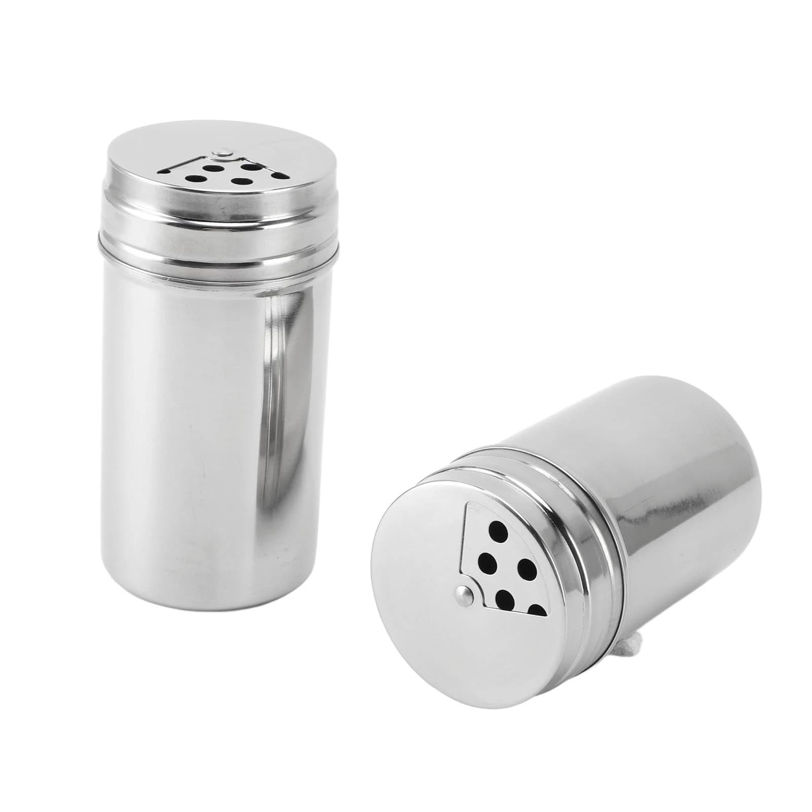 Spice Shaker 304 Stainless Steel Adjustable Pour Holes Seasoning Dispenser Container for Kitchen Barbecue Camping 2pcs Set 2