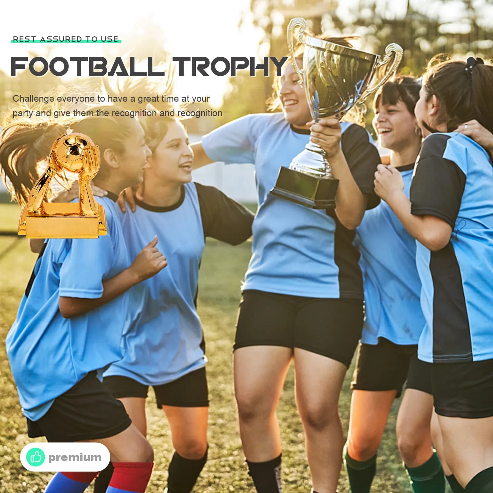 Exquisite Football Trophy Resin Trophy Adornment Wear Resistant Eco Friendly Smooth Surface for Sports Competitions
