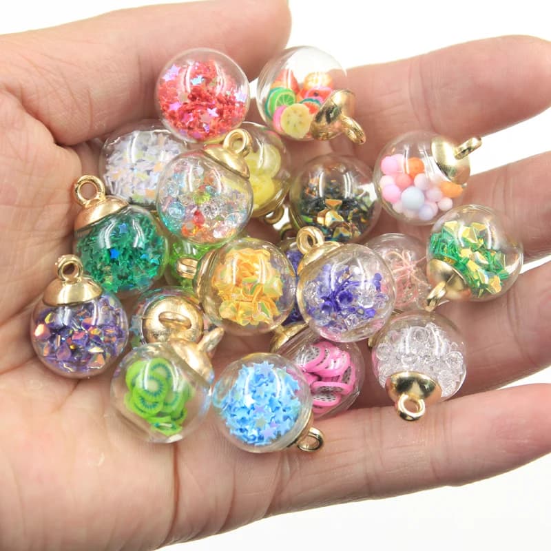 10 pz Pendenti e Ciondoli Frutta Secca Fiore Lucido Stella Bolle 16mm Sfera di Vetro Ciondolo Fare Trovare Fatti A Mano Artigianato FAI DA TE Orecchini collana