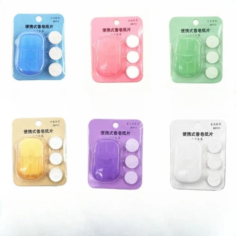 23Pc Disposable Paper Soap Compressed Towel Set Travel Soaps Paper Hand Soap Portable Soaps in Sachets Mini Soap Sheet Wholesale