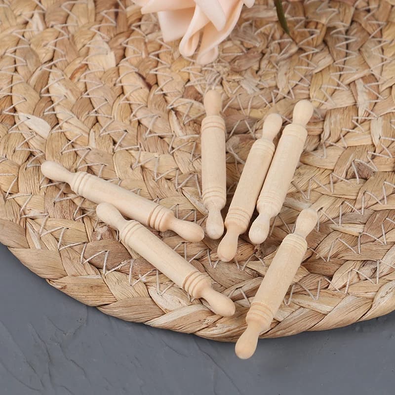 6 pz/set 1:12 miniature casa delle bambole mattarello in legno modello accessori da cucina vendita calda