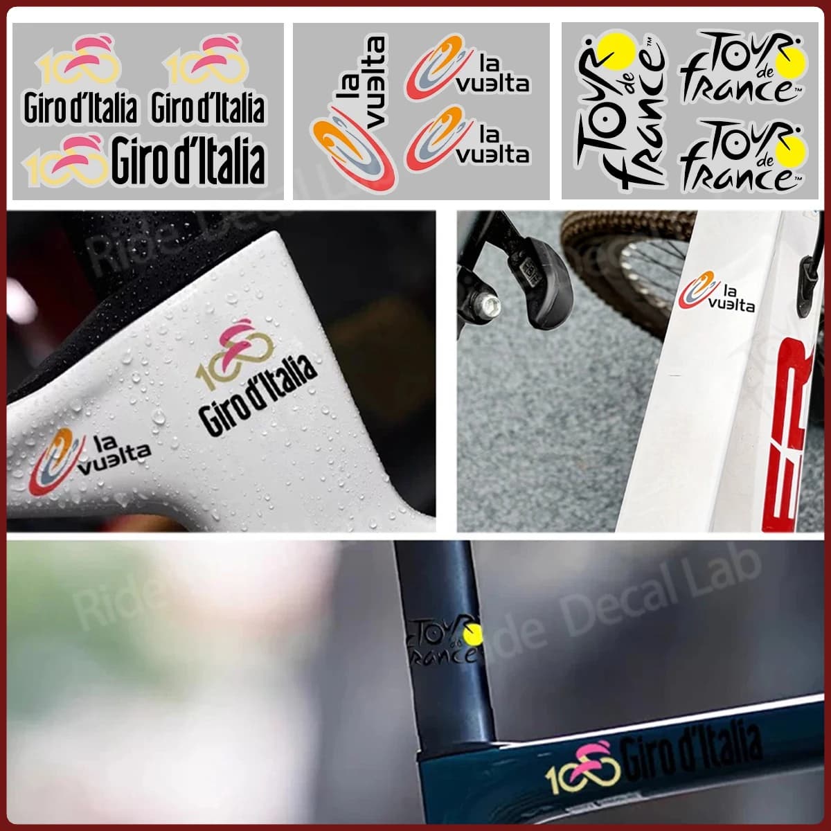 Waterproof UV Resistant Tour Bike Vinyl Stickers for Bike Frame Helmet