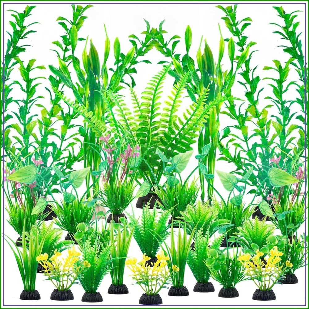 26 PCS Aquarium Artificial Green Plastic Plants Decorations Large Fish Tank Accessories Goldfish Betta Tank Decor