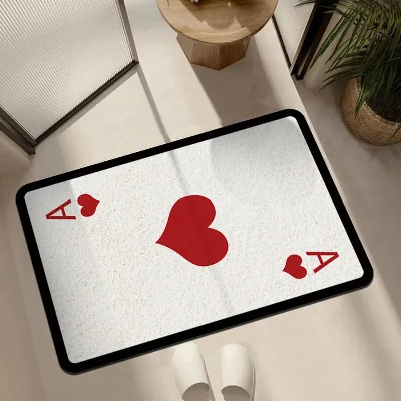 Ace of Spades Playing Card Rug Trendy Poker Shaped Carpet Soft Non Slip Floor Mat for Bedroom Game Room Entryway Home Decor