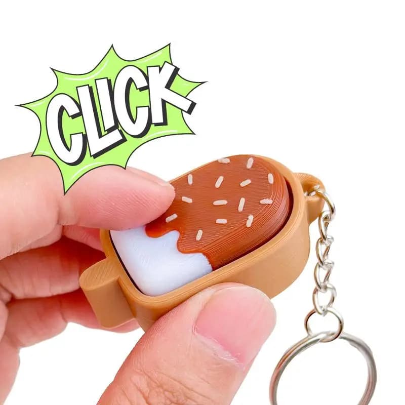 Portachiavi Clicker a Forma di Gelato Stampato in 3D, Adorabile Giocattolo Antistress per Ufficio, Relax e Borsa da Viaggio