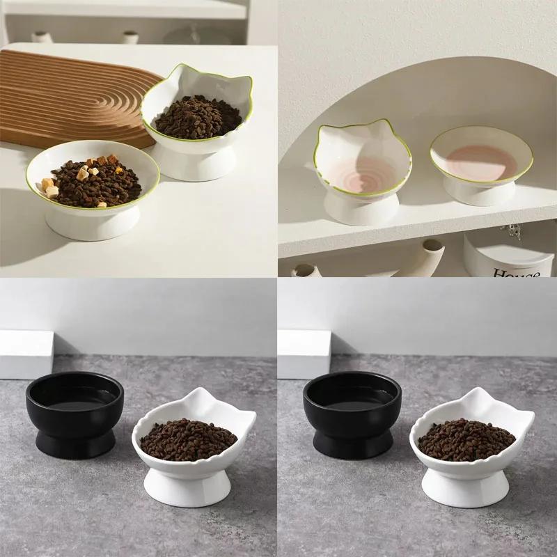 Ciotola per gatti in ceramica carina ciotola per acqua potabile ciotola per cibo per gatti ciotola per animali Ciotola per cuccioli rialzata Piatto per alimentazione prodotti per animali domestici accessori per cani