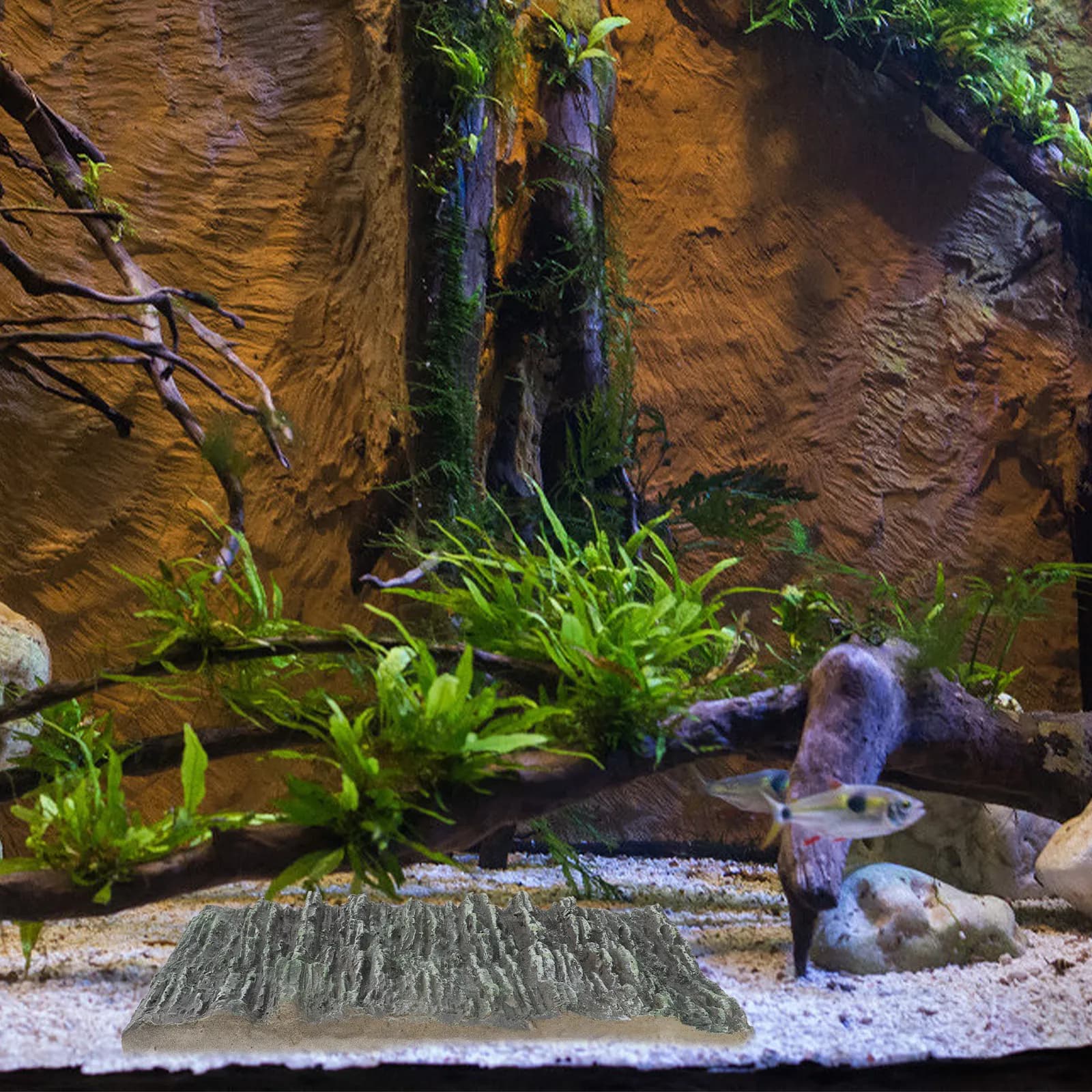1Pcs Aquarium Tank Background Board Realistic Bark Texture 3D Decorative Landscape Board Easy Cut Splice Water Safe Fish Reptile