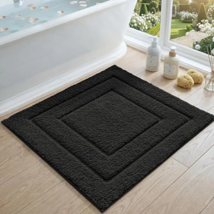 Tappetino da Bagno 32x32 Antiscivolo Lavabile, Assorbente e Morbido con Base in Gomma, Asciugatura Rapida in Microfibra
