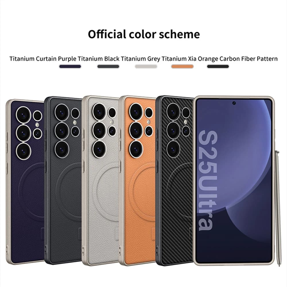 Custodia per telefono in pelle magnetica opaca antiurto per Samsung Galaxy S24 S23 S25 Ultra per cover posteriore solida con ricarica wireless Magsafe