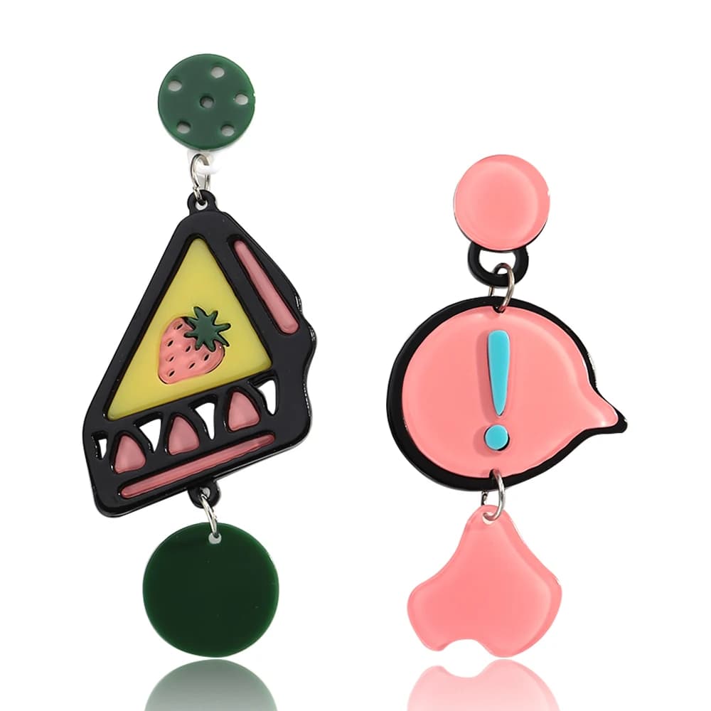 Orecchini Pendenti Creativi a Forma di Cuore Geometrico, Divertenti Orecchini Asimmetrici in Acrilico, Gioielli da Festa per Donne, Idee Regalo