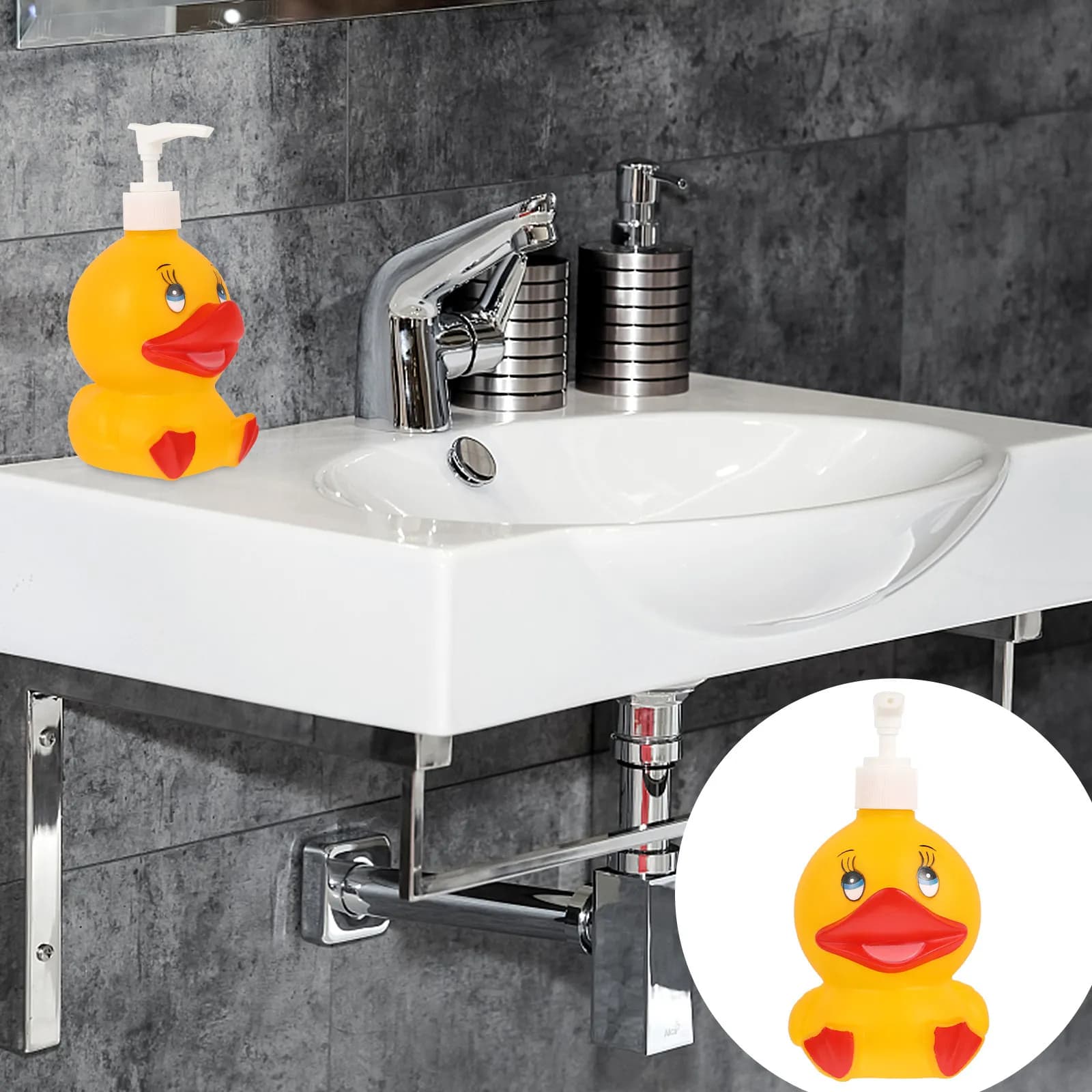 Dispenser Portatile Ricaricabile a Pompa per Sapone Liquido a Forma di Anatra, Ideale per Viaggi, Campeggio e Doccia (1 Pezzo)