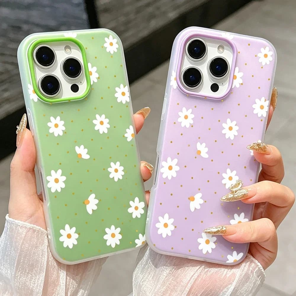 Custodia per telefono Tender Daisy per iPhone 17 Pro Max 12 13 14 15 16 Pro Max Plus 11 17 Air 16E XR 7 8 SE 2022, trasparente opaca 2 in 1