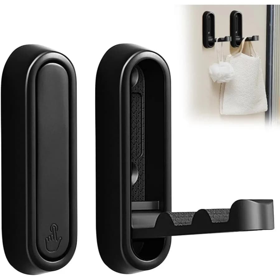 Ganci pieghevoli da 2 pezzi per ingresso Gancio da parete pieghevole nero Soggiorno Camera da letto Gancio a muro pieghevole salvaspazio per zaino cappotto