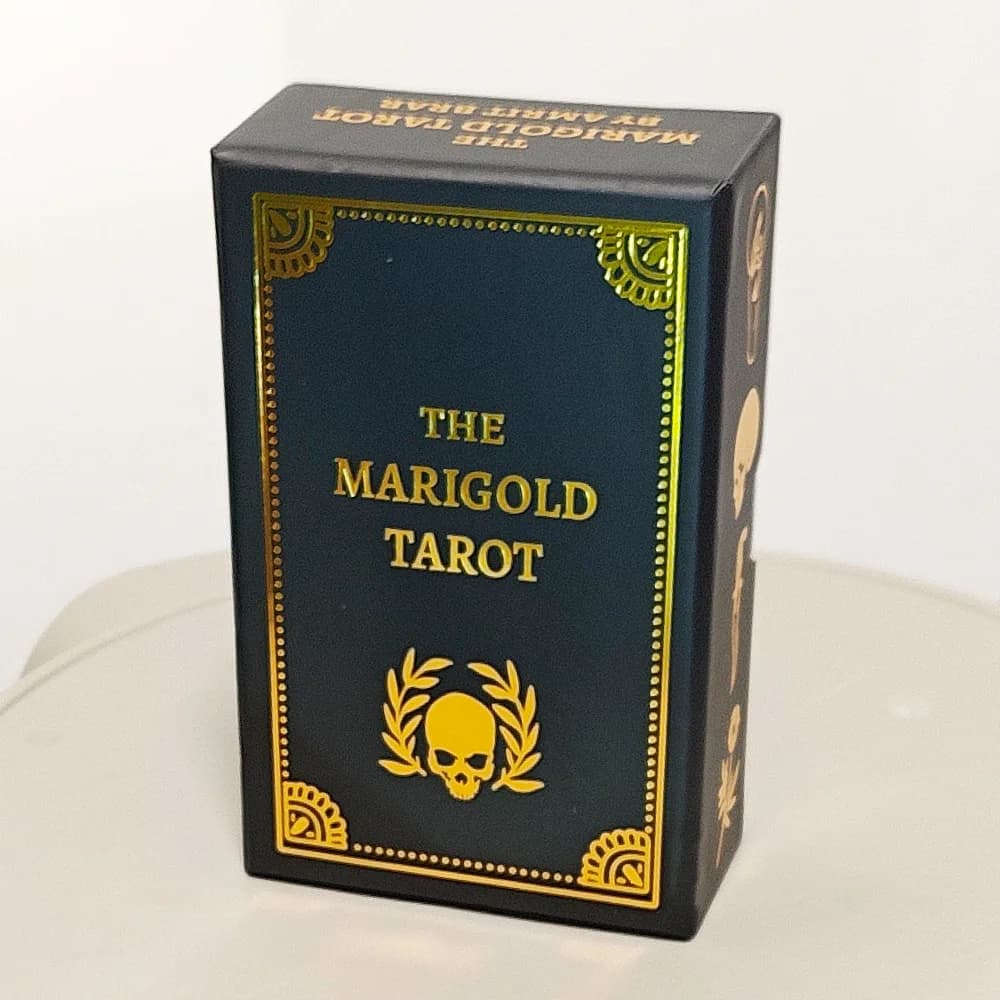 The Marigold Tarot Deck 78pcs Cards Black & Gold Skull Art Tarot Cards, Rider-Waite Inspired Divination Deck English Ver.