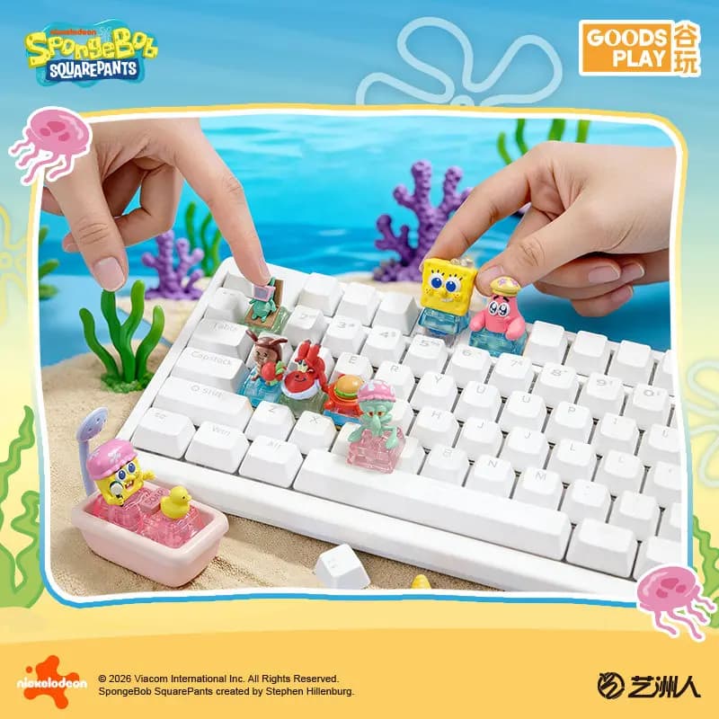 Portachiavi SpongeBob SquarePants Blind Box Collezione Film Personaggi Mr Krabs Squidward Statuetta Bambola Giocattolo Carino da Collezione Regalo per i Fan