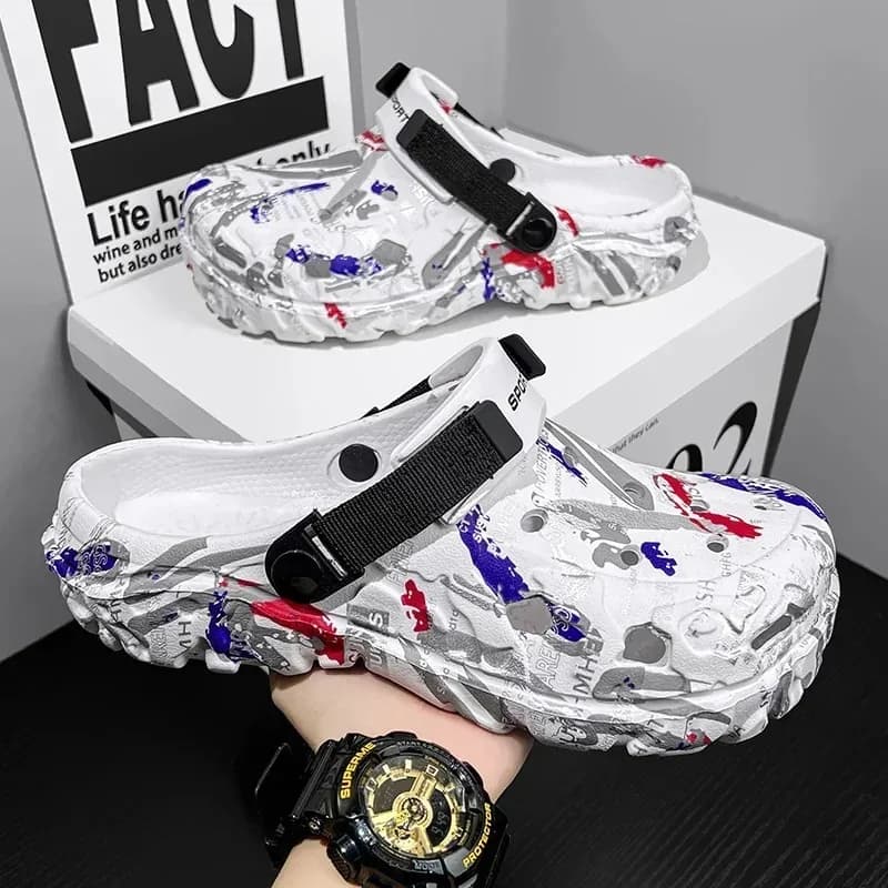 1Pair Plus Size 48 49 Men Breathable Summer Clogs Sandals Outdoor Garden Water Shoes Casual Home Comfort Soft Slippers