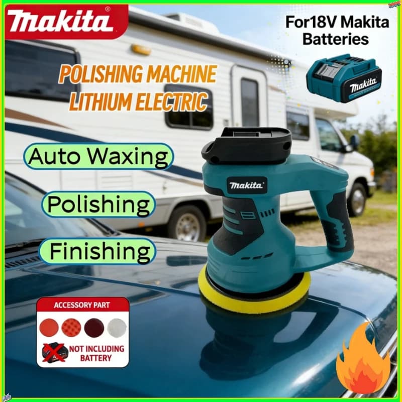 Lucidatrice per auto Makita regolabile a 8 velocità, elettrica, senza fili, ricaricabile, per ceratura, lucidatura e sigillatura.