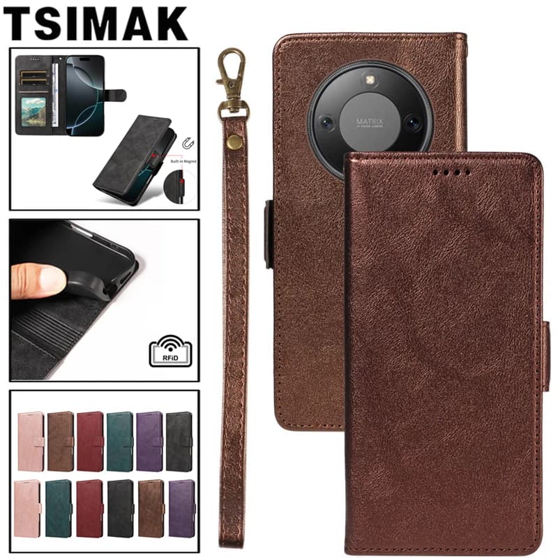 Leather Case For Honor Magic 4 5 6 7 8 Lite Magic8 Pro Magic7 8Lite X9 X9A X9B X9D X9C Smart Phone Cover RFID Flip Wallet Coque