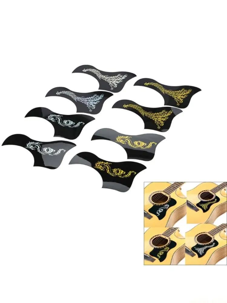 U2JB 4/8pcs Folk Chitarra Acustica Piastra Antigraffio Adesiva Piastra Protezione Antigraffio Drago Modello Uccello PVC