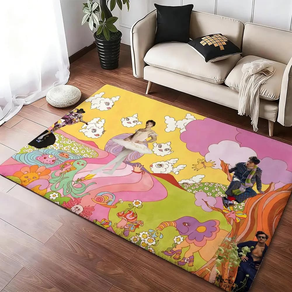 H-Harry S-Styles Floor Mat Soft Thickened Absorbent Non-Slip Bedroom Living Room Door Mat Home Decor Flannel Rugs