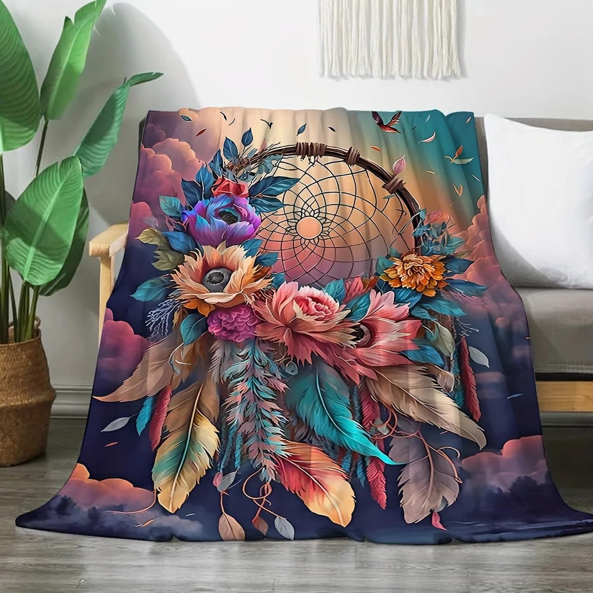 1pc Flannel Creative Dreamcatcher Printed Blanket Comfortable and Soft for Adults and Children Multi-specification Four Seasons