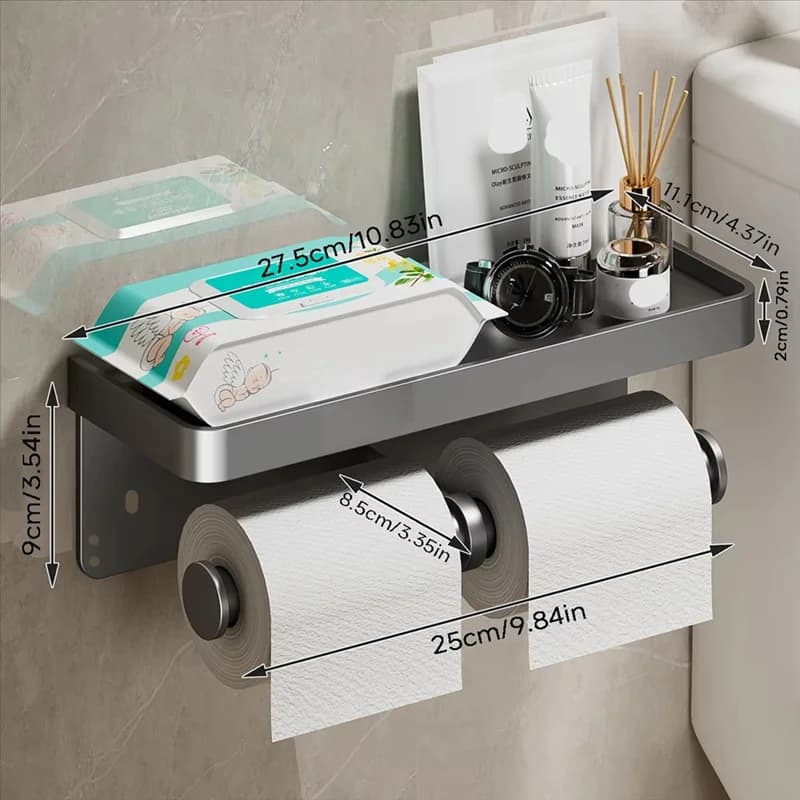 Porta carta igienica a parete in lega di alluminio Porta fazzoletti Accessori da bagno Nero