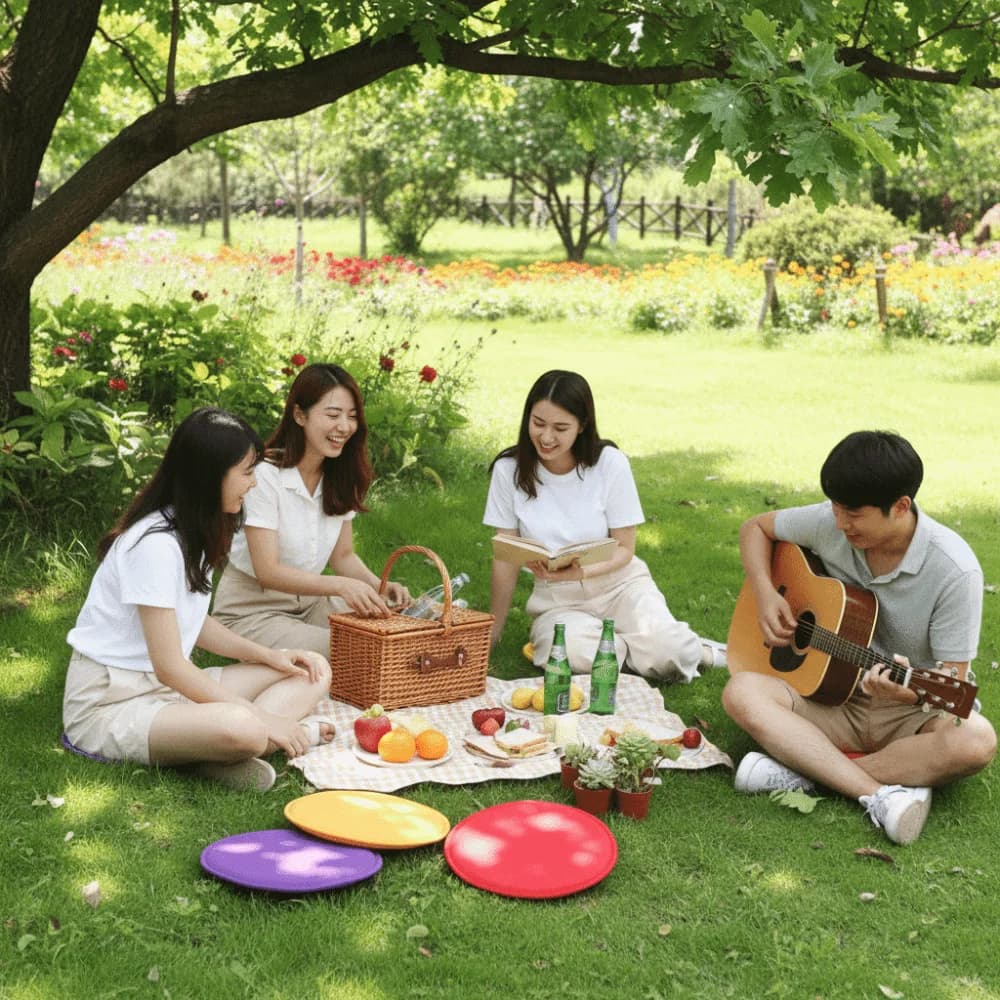 Thickened Sponge Round Chair Cushion Simple Fabric Candy Color Sponge Cushion Circular Strap With Drawstring Seat Cushion