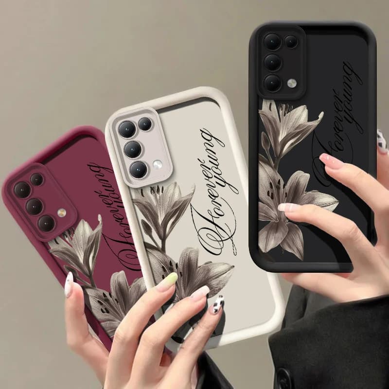Lily Flower Print Phone Case For OPPO Reno 14 13 Pro 12F FS 11F 10 Pro Plus 8T 5K 5F 6 5 Lite Silicone Shockproof Matte Cover