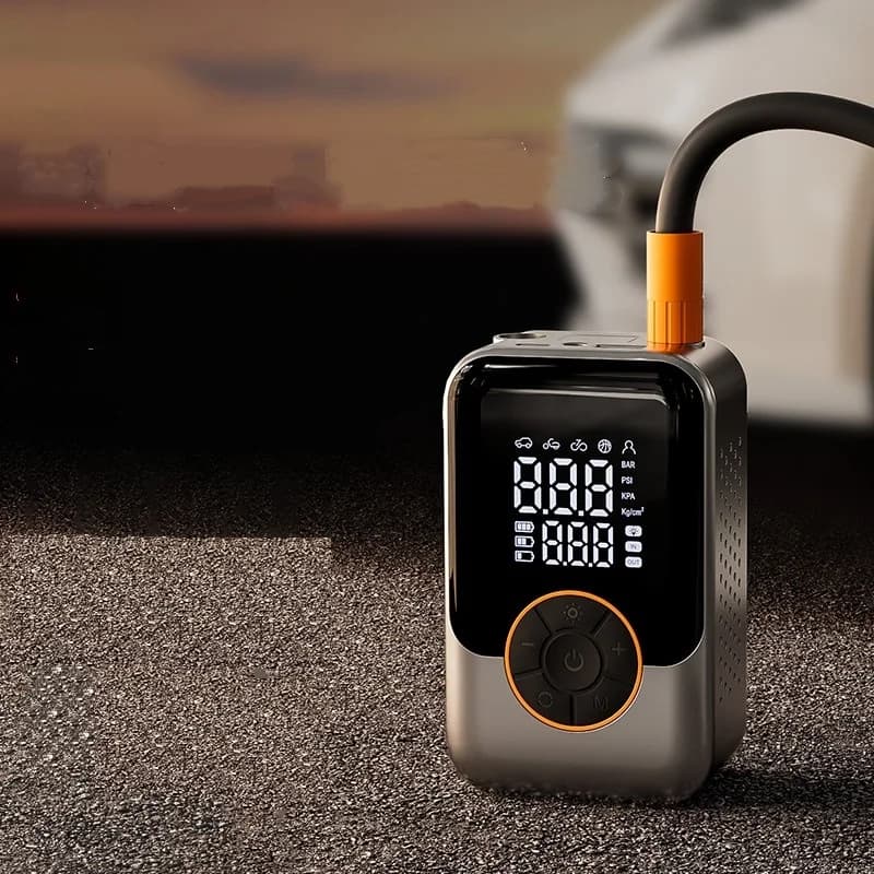 Compressore d'aria elettrico wireless per auto con display LCD, gonfiatore per pneumatici auto, moto, bici e palloni