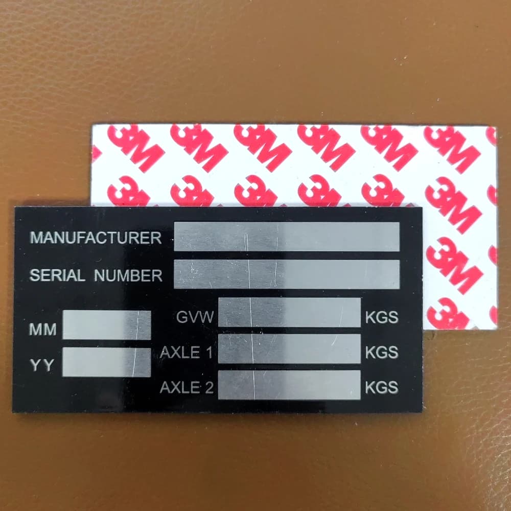 100 X 50mm Number of aluminum series Vehicle identification label with adhesive Trailer weight plate Boat Bike VIN Chassic RV Camper Parts