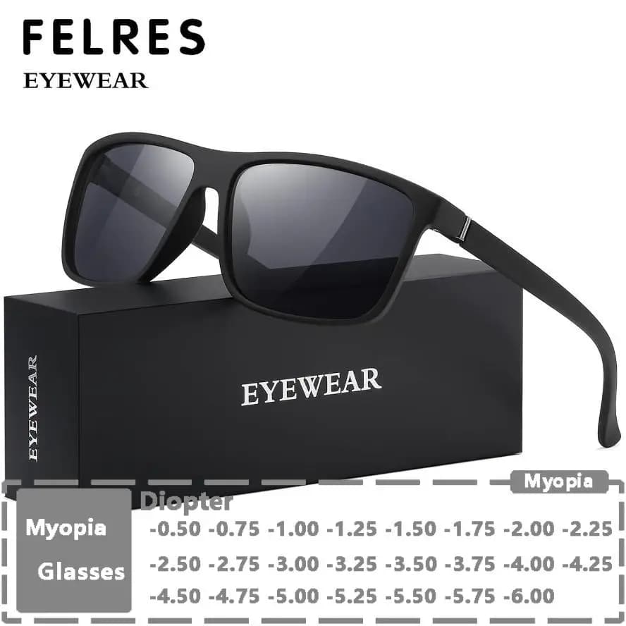 Occhiali da sole miopia polarizzati quadrati Uomo Donna Occhiali da vista classici con finitura colorata Occhiali da guida Lunettes de solei