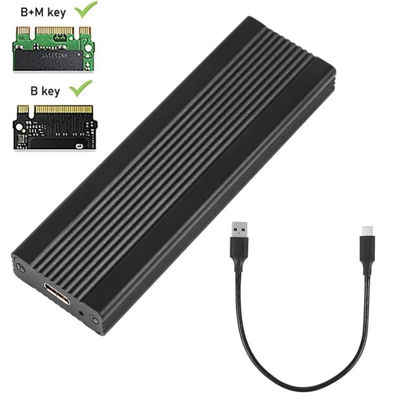 Adattatore per custodia per disco rigido esterno M2 NGFF SATA SSD B HD HDD Box M.2 NVME SSD a USB 3.1 Custodia per disco Chiave Cavo di tipo C