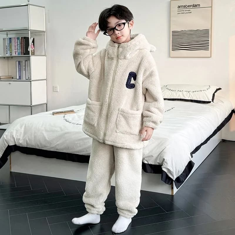 Flannel Coral Fleece Set for Kids 2025 New Thermal Sets for Heavy Children Home for Winter Heat