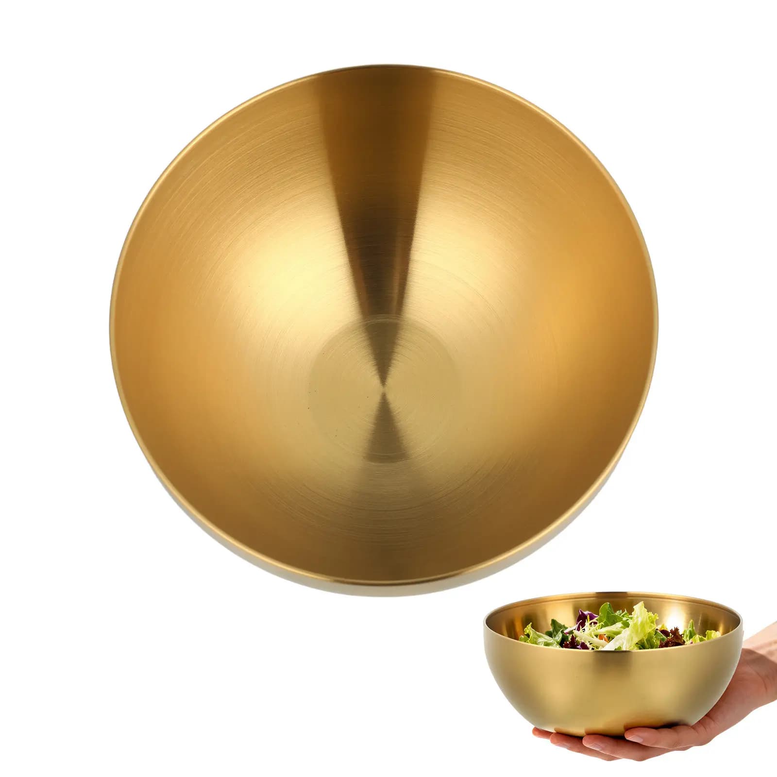 2Pcs Stainless Steel Salad Bowl Rice Soup Food Storage Bowl Multifunctional Kitchen Home Use Food Container Rice Holder