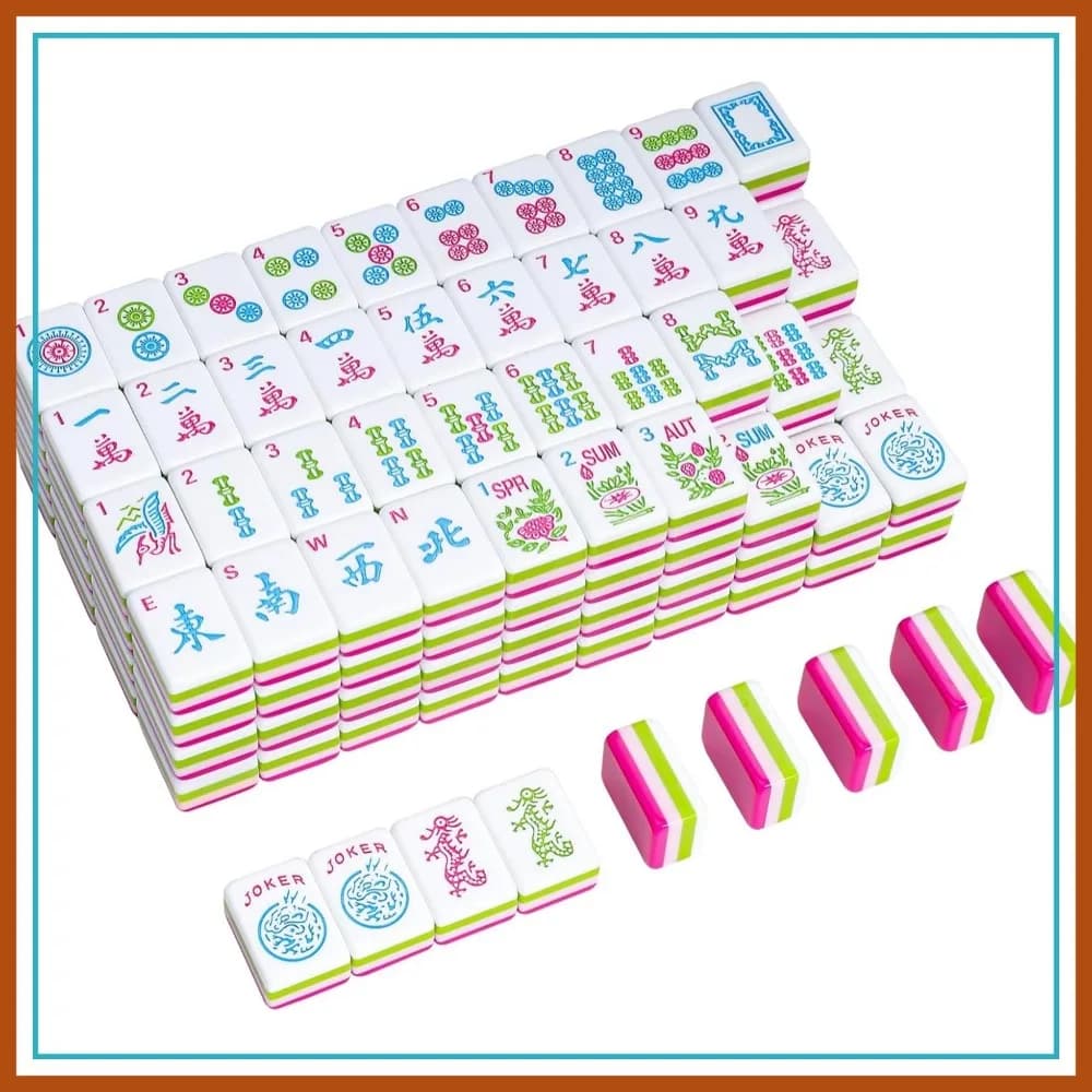 Set di Tessere Mahjong Americano 166 Pezzi in Acrilico con Borsa per il Trasporto e Accessori