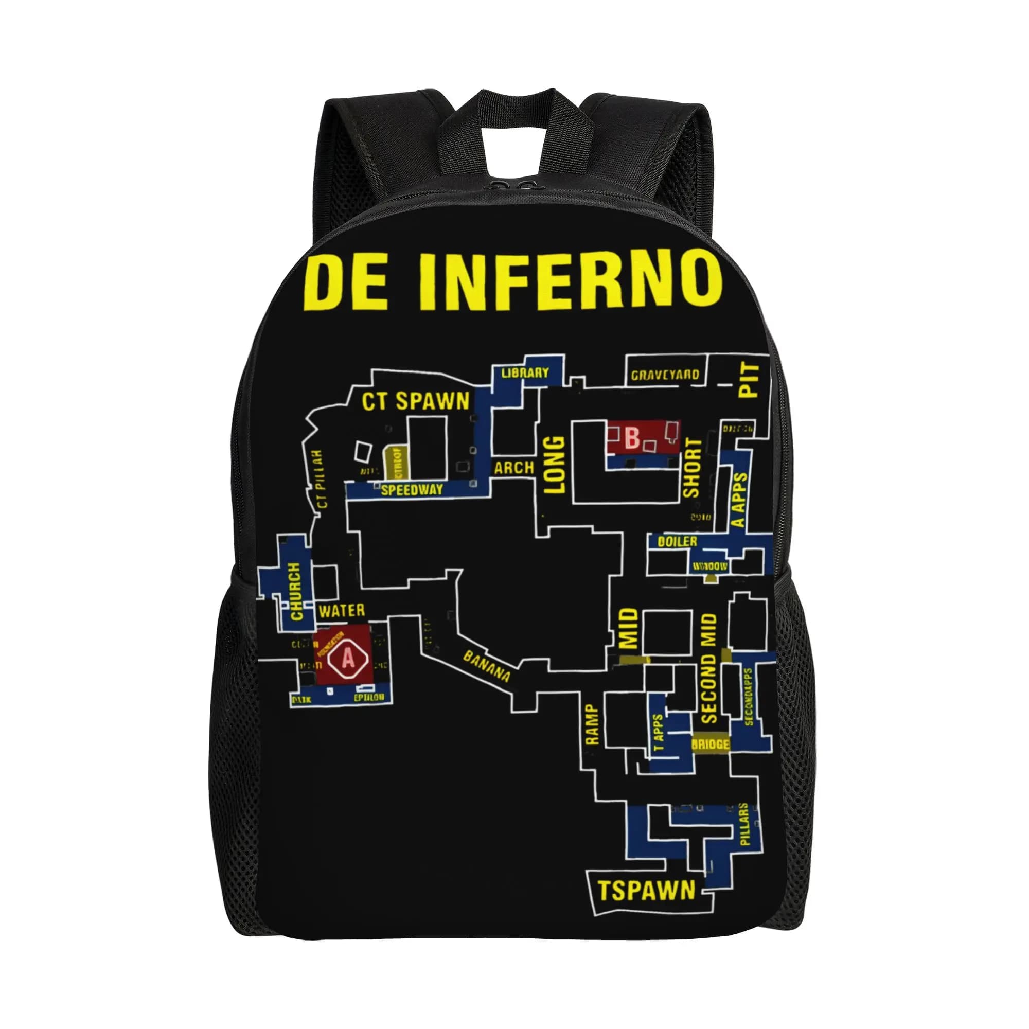Zaino Inferno Map New School Year, 1 pezzo, per fan del gioco CS-GO FPS, unisex.
