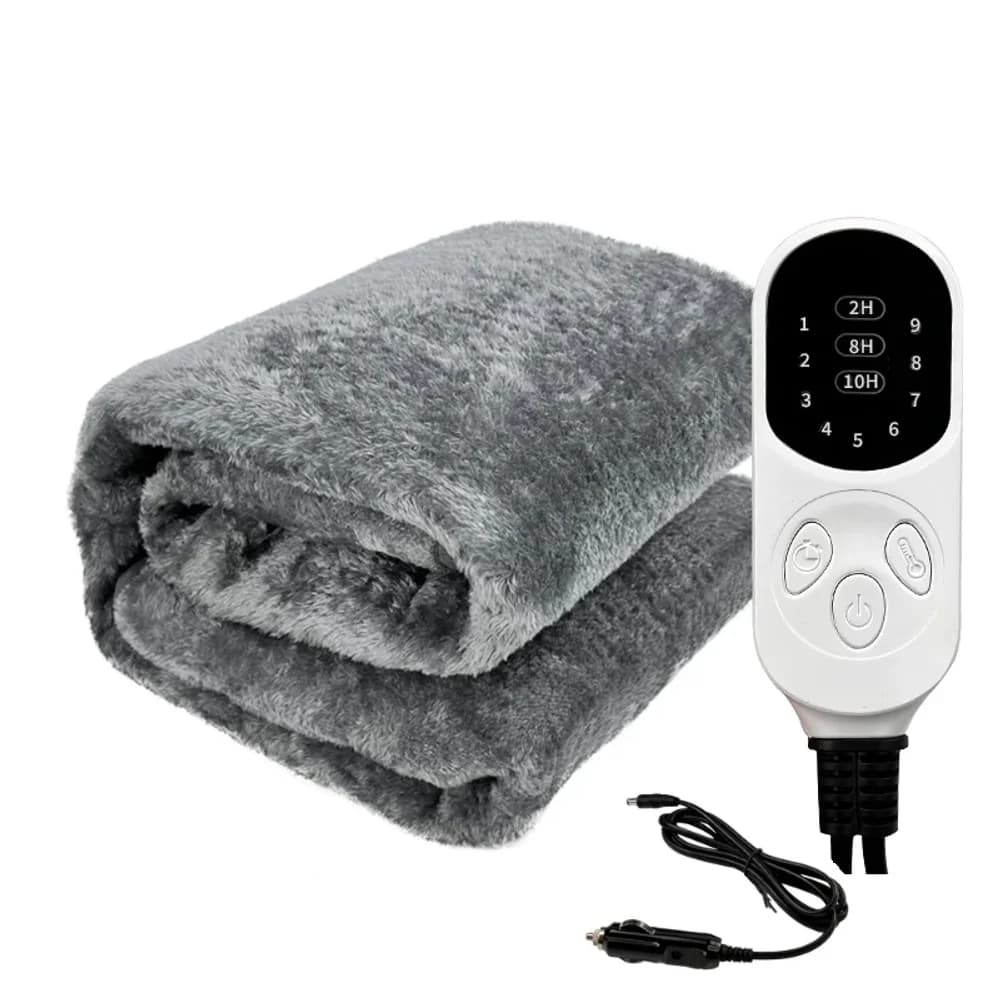 Machine Washable Car Electric Blanket Flannel 12V Heated Travel Blanket 9 Heating Level 3 Auto Off For Car Truck SUV RV Winter