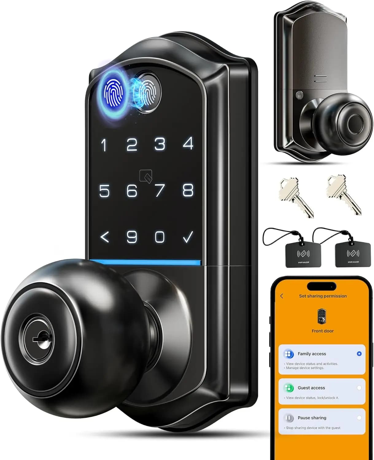 Serratura Intelligente - Impronta Digitale, Controllo App, Accesso Senza Chiave, Tastierino Digitale, Chiusura Automatica, Resistente alle Intemperie