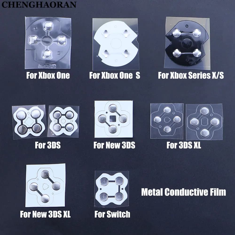Per Xbox One S/Serie XS Controller Pellicola conduttiva in metallo D-Pad Chiave incrociata Pulsante ABXY Adesivo scheda PCB per il nuovo 3DS XL LL