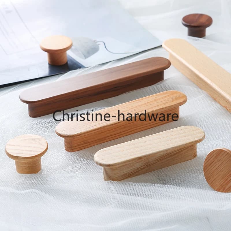 Maniglia in legno massello semplice nordico, porta dell'armadio color log, armadio, guardaroba, maniglia in legno, cassetto dell'armadio rotondo a foro singolo