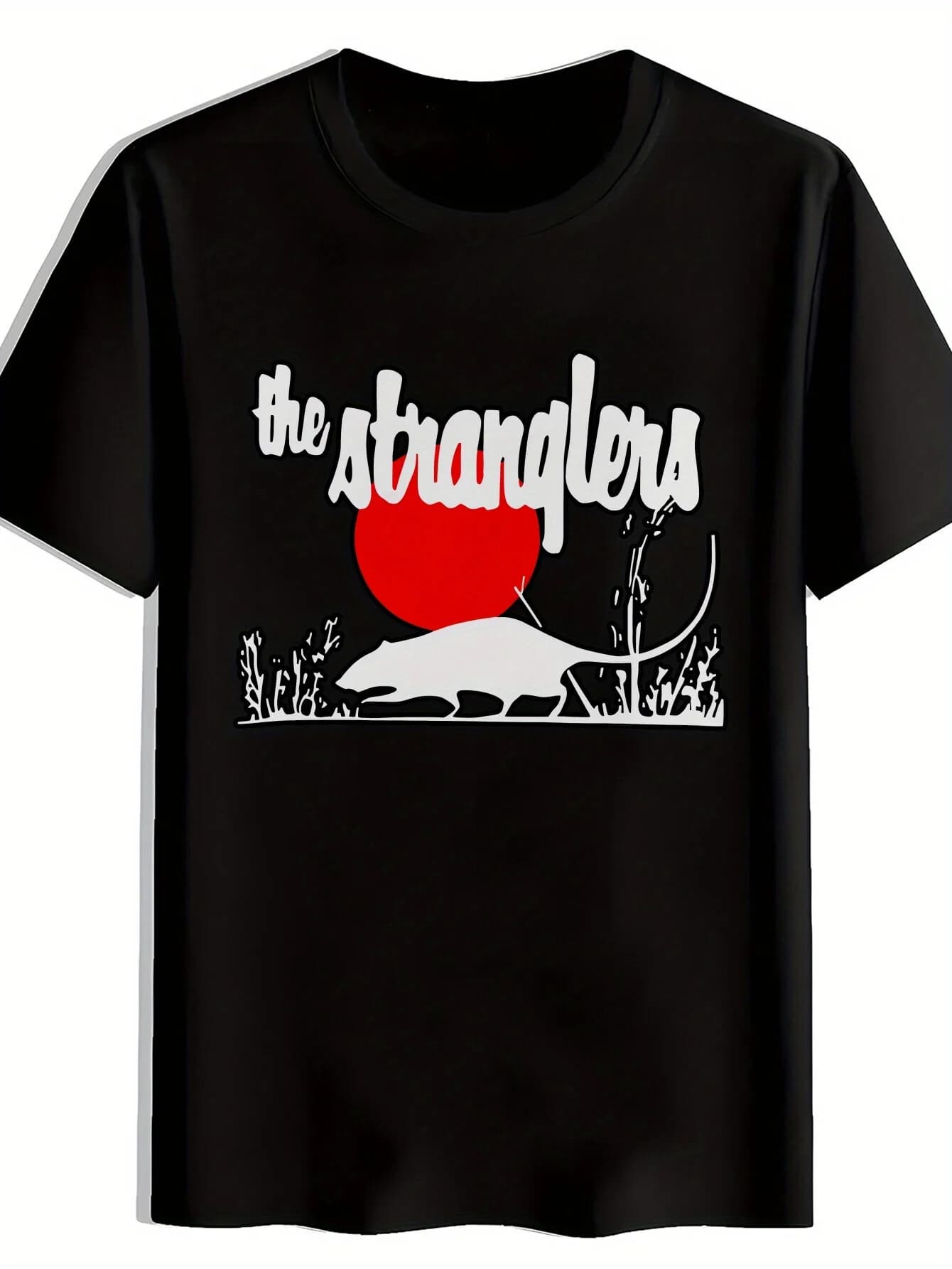 T-shirt grafica da uomo T-shirt grafica nera traspirante e comoda da uomo Girocollo casualT-shirt estiva con stampa animale circolare rossa