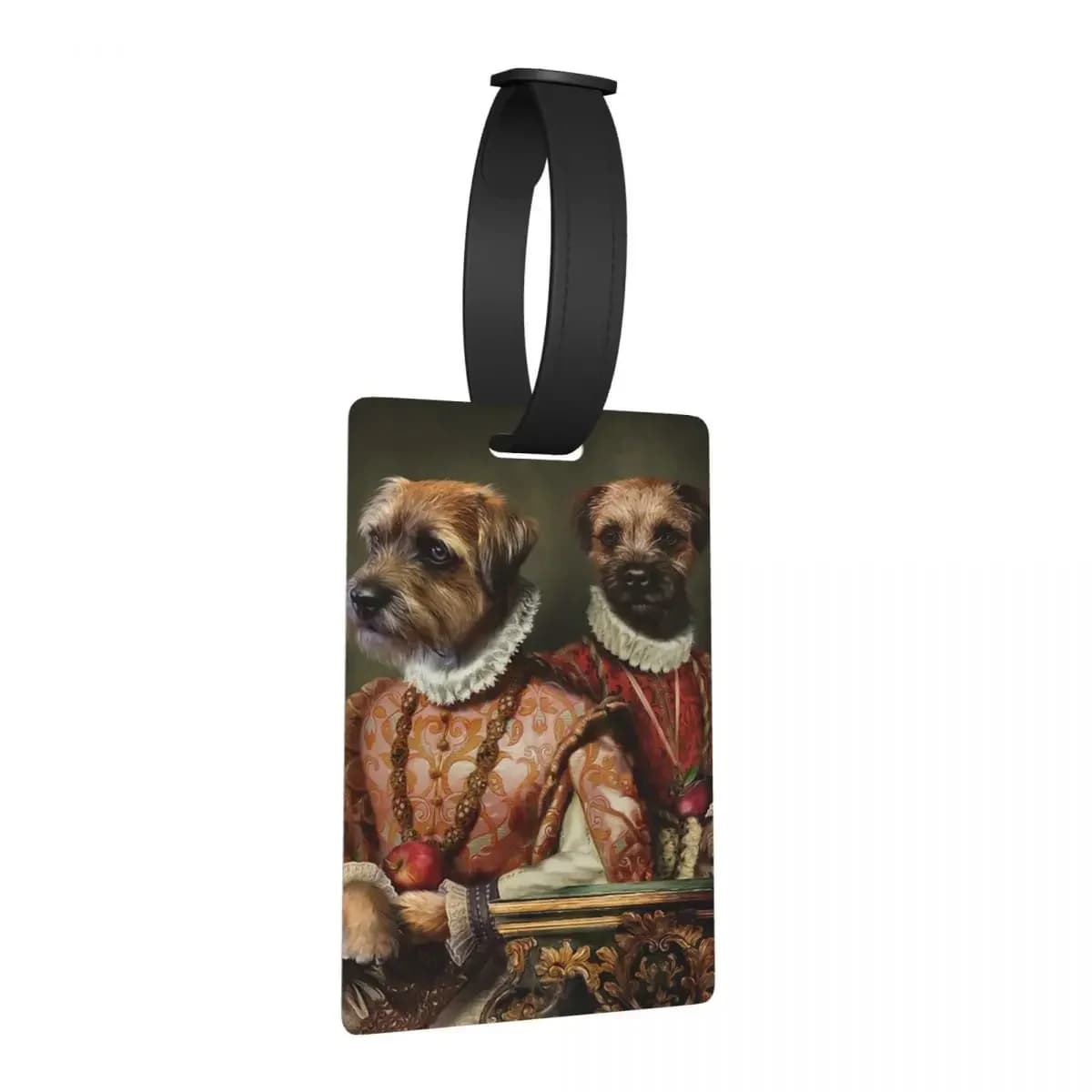 Ritratto di cane Border Terrier Etichette per bagagli di agrifoglio e edera Valigia Bagagli portatili Etichetta d'imbarco Porta etichette ID Nome Indirizzo