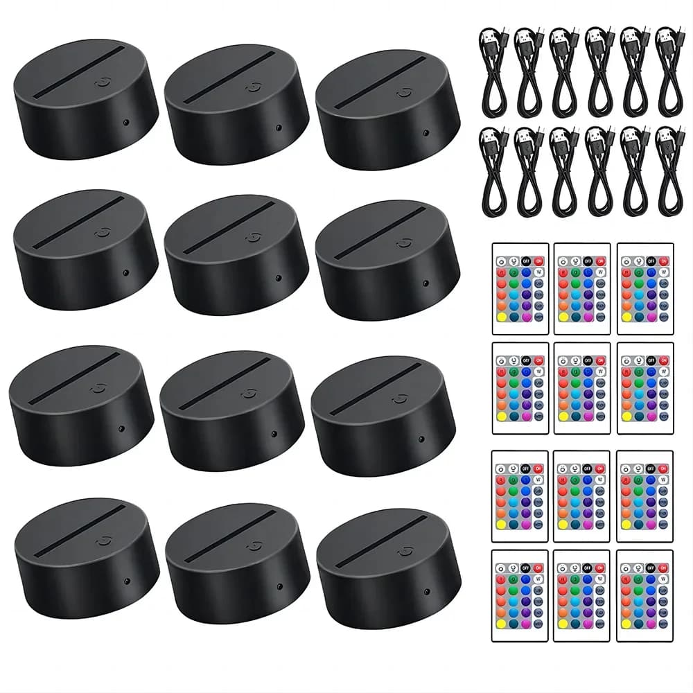 6/12 pezzi base lampada 3D luce notturna a LED fai da te fogli acrilici trasparenti RGB tocco di colore lampade per bambini arredamento camera da letto regalo di Natale giocattolo